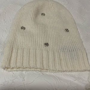 Like new Victoria’s Secret cream with gems beanie and infinity scarf set